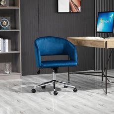 Vinsetto Chaise de bureau design contemporain hauteur réglable pivotant 360° piètement chromé velours bleu