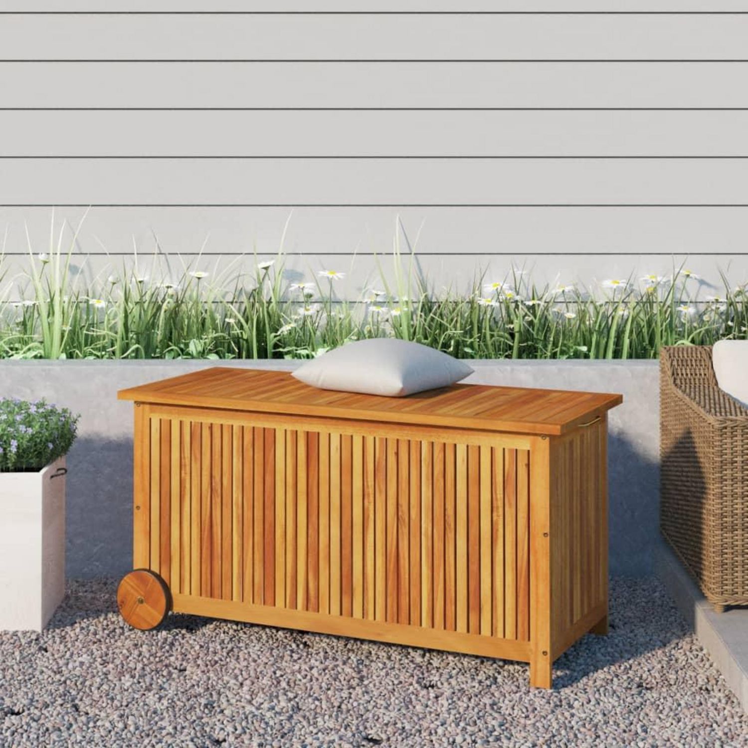 Boîte de rangement de jardin 126 x 72 x 72 cm Bois