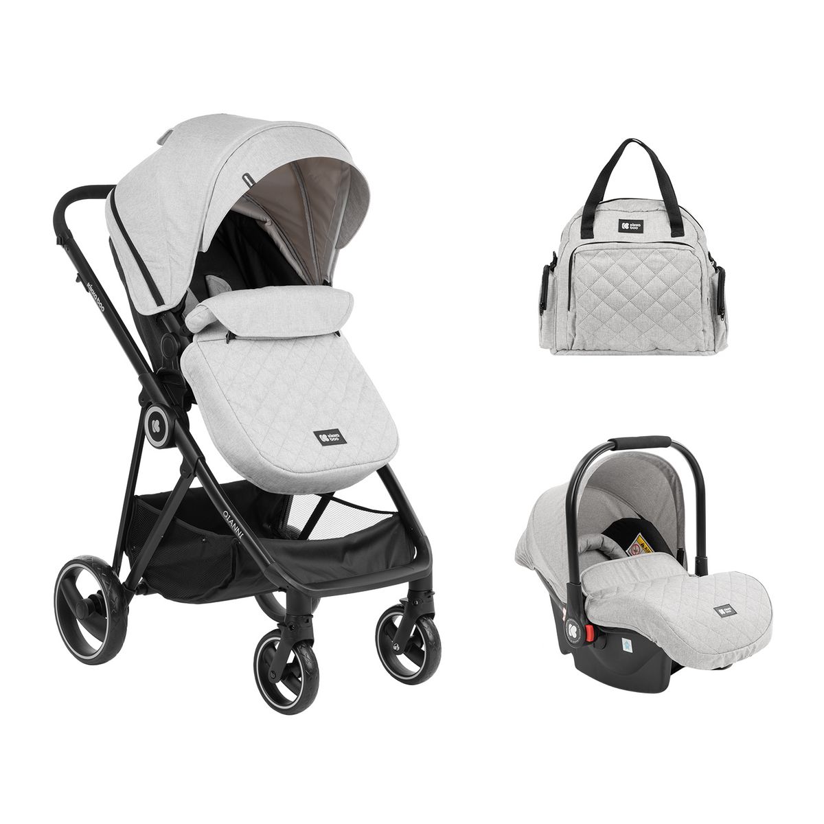 KIKKABOO Poussette combinée trio 3 en 1 avec siège auto Gianni Kikka 0+