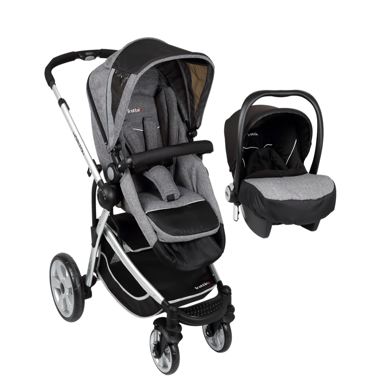 AUCHAN BABY Poussette duo anthracite TS D10 pas cher 