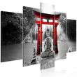 Tableau Imprimé 5 Panneaux  Buddha Smile Wide Red . Coloris disponibles : Multicolore