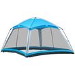 OUTSUNNY Tente de camping familiale - tente dôme 8 pers. max. - sac de transport, 4 parois en maille - dim. 3,6L x 3,6l x 2,2H m - polyester bleu