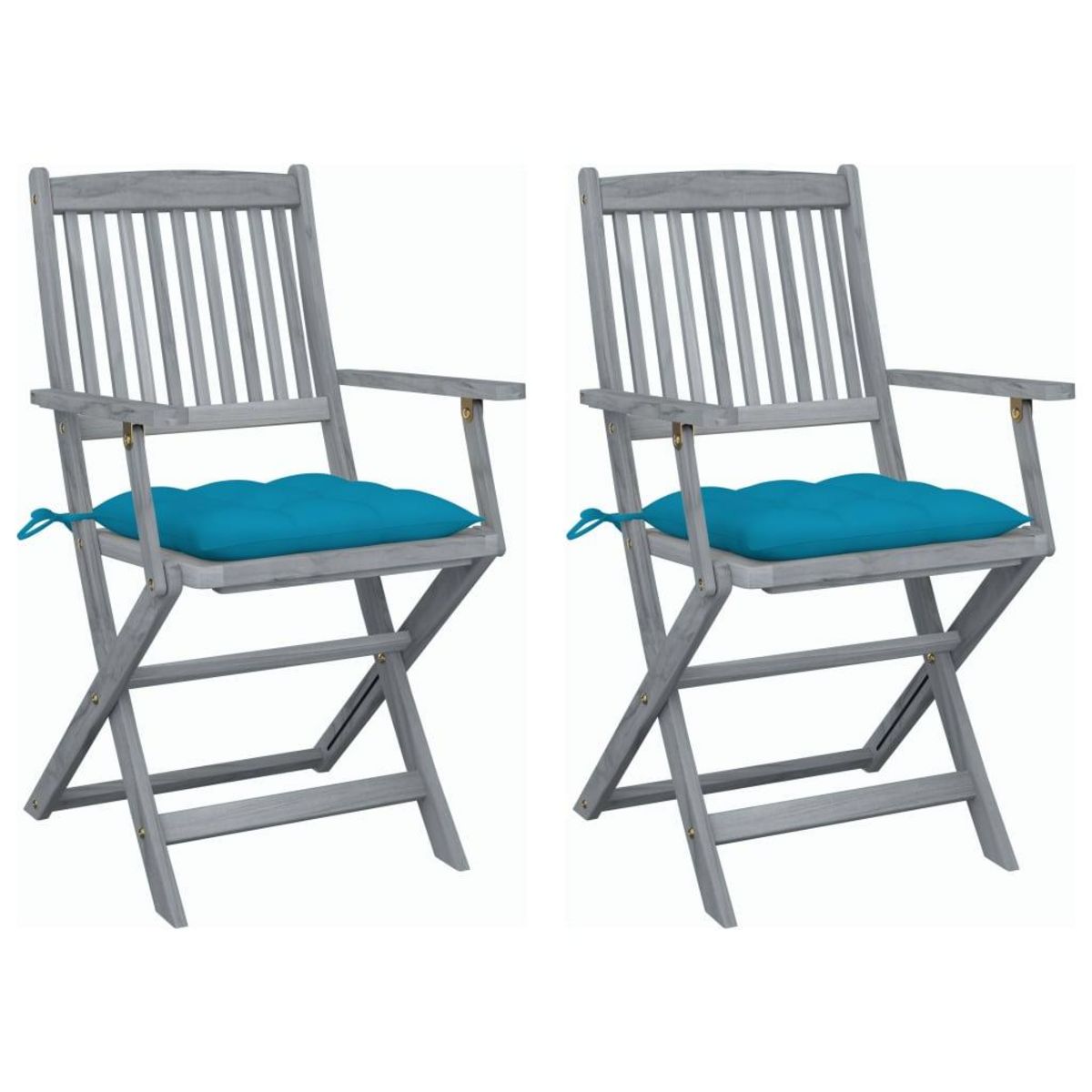 VIDAXL Chaises pliables d'exterieur 2 pcs avec coussins Bois d'acacia