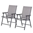 OUTSUNNY Lot de 2 chaises de jardin pliantes avec accoudoirs métal époxy textilène - dim. 58L x 64l x 94H cm - noir gris