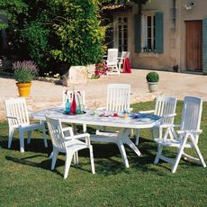 GROSFILLEX Table de jardin extensible 165/220X100cm résine blanc IBIZA