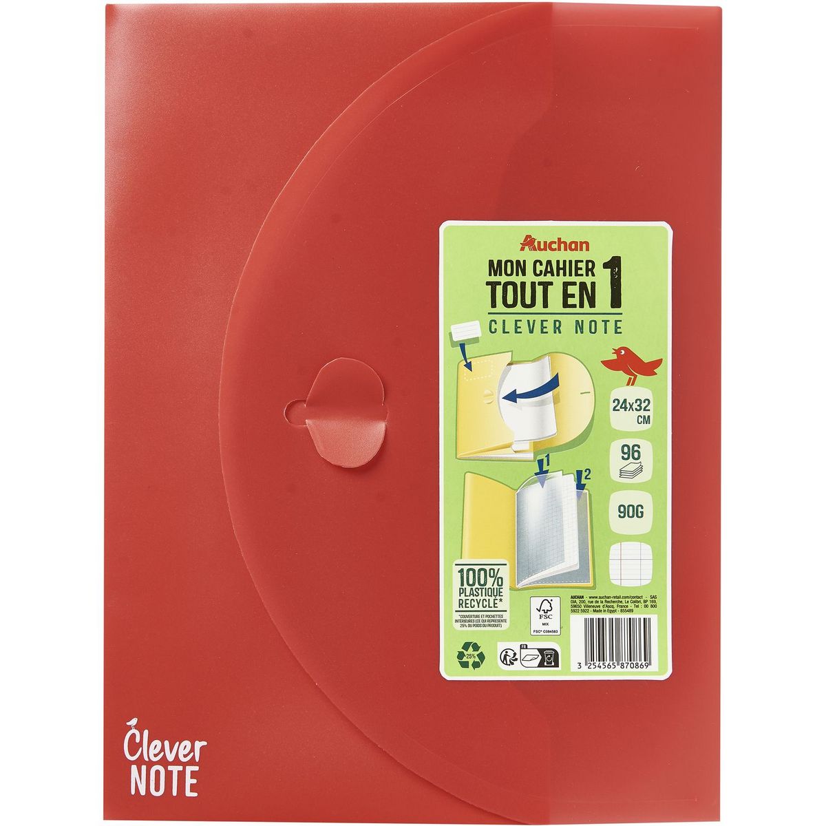 Auchan Pouce Cahier 24x32, 192 pages pas cher 