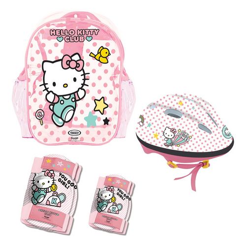Set 2 protections + casque - Hello Kitty