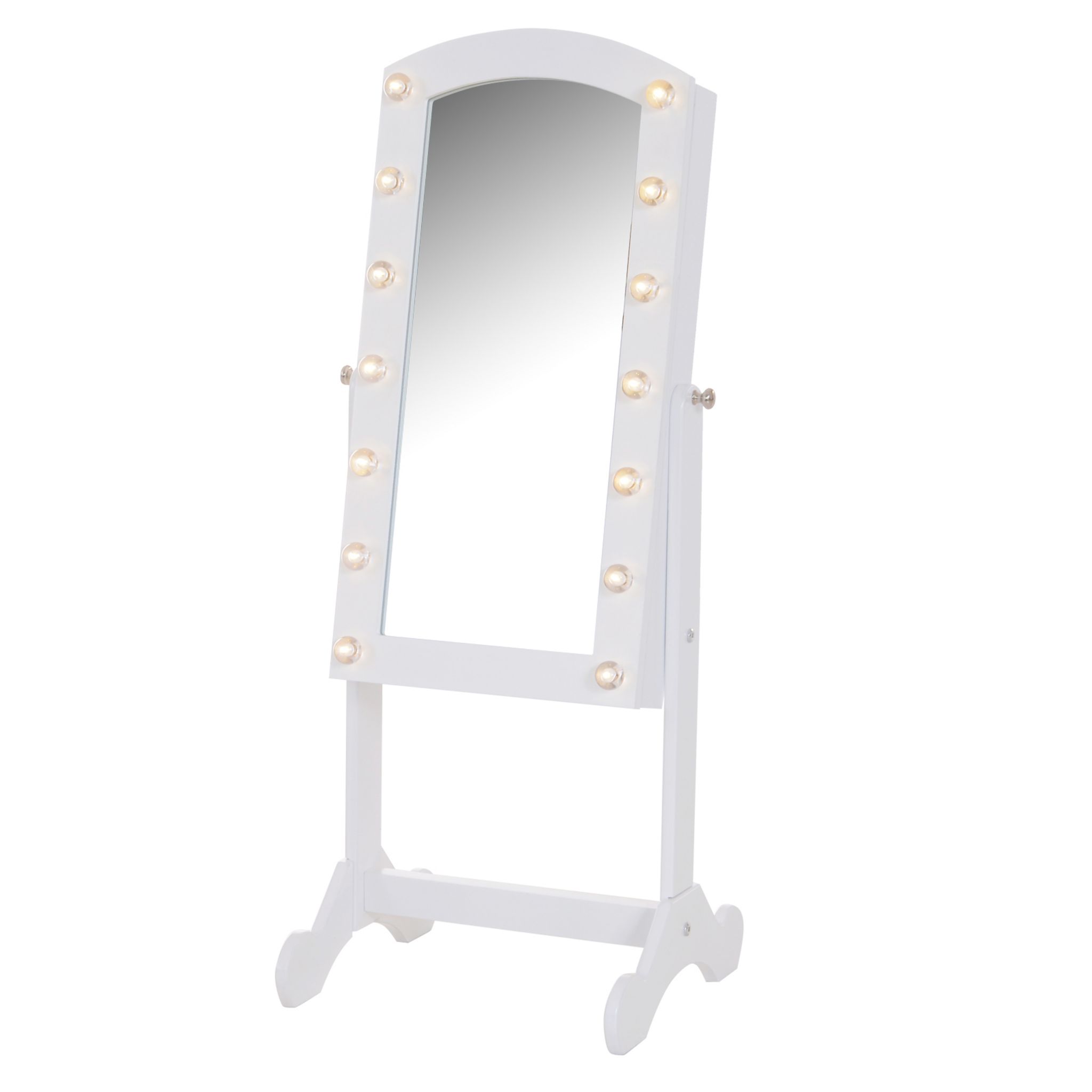 Armoire à bijoux sur pied avec miroirs style romantique blanc