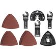 Set de 17 outils multifonctions pour bois, métal et plastique (12 abrasifs et 5 lames)