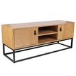 the home deco factory meuble tv design bois et métal abbott - l. 117 x h. 48 cm - noir
