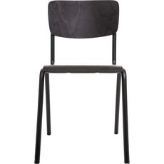 ATMOSPHERA Chaise écolier assise bois pieds métal coloris noir SIMON