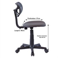 IDIMEX Chaise de bureau pour enfant MILAN fauteuil pivotant et ergonomique siège à roulettes hauteur réglable, mesh gris
