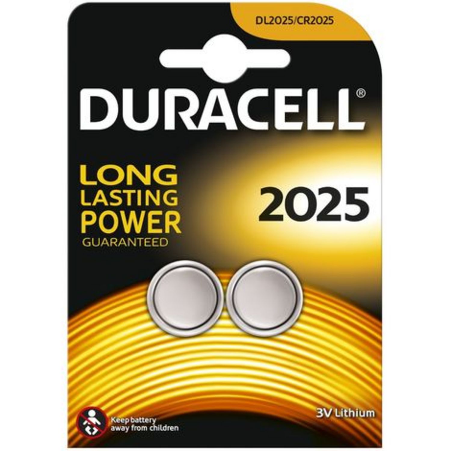 DURACELL Piles boutons lithium spéciales 2025 3V, lot de 2 (DL2025/CR2025)