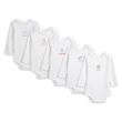IN EXTENSO Lot de 5 bodies manches longues semainier bébé. Coloris disponibles : Blanc