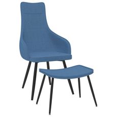 Chaise de canape avec repose-pied Bleu Tissu