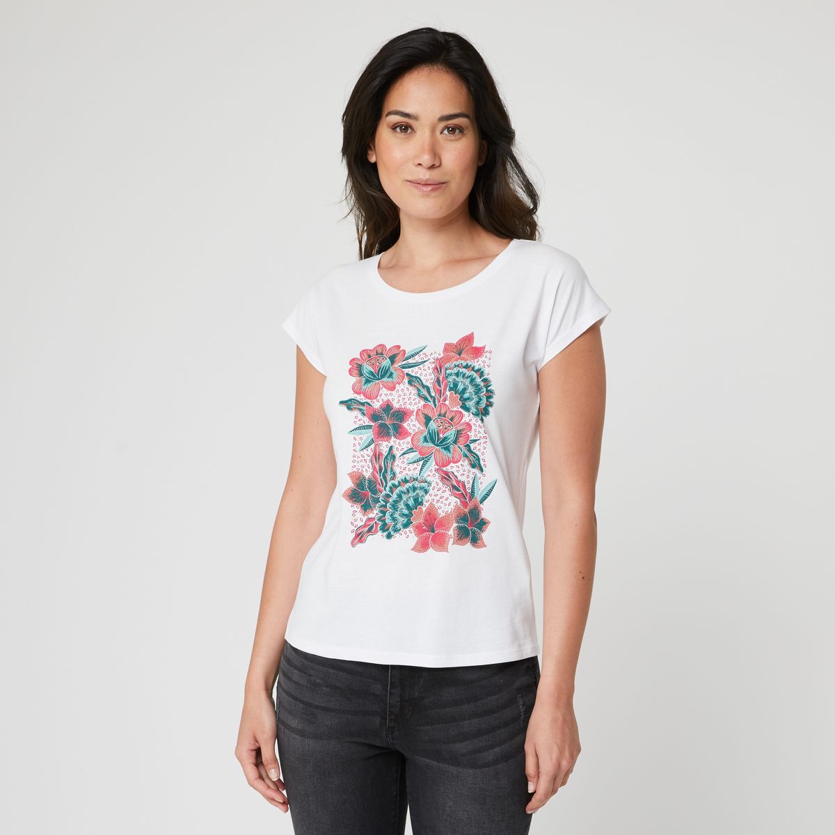 IN EXTENSO T-shirt manches courtes à fleurs femme