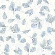 Evergreen Papier peint Leaves Blanc et bleu