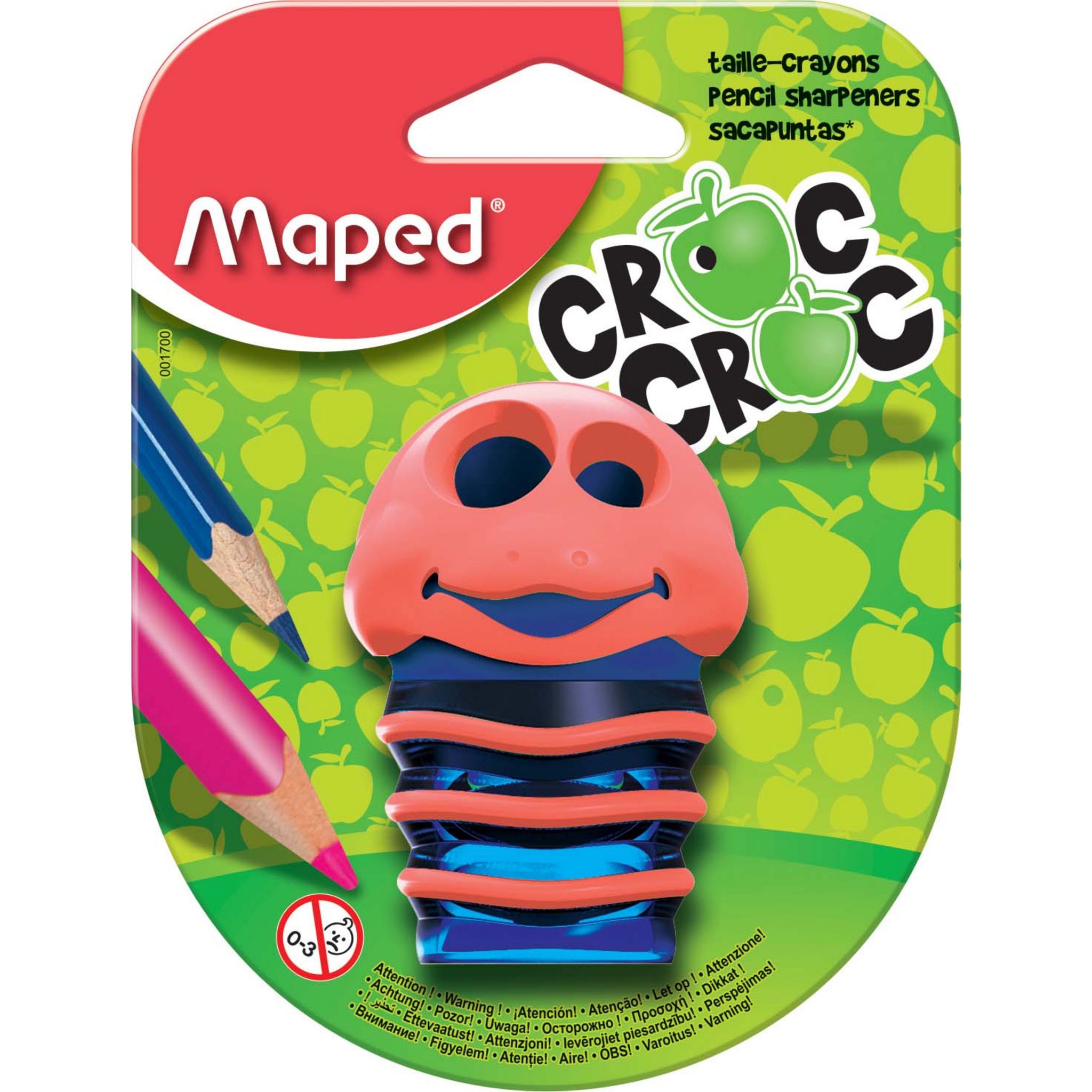 MAPED Taille-crayon 2 trous avec réservoir Croc Croc rose pas cher 