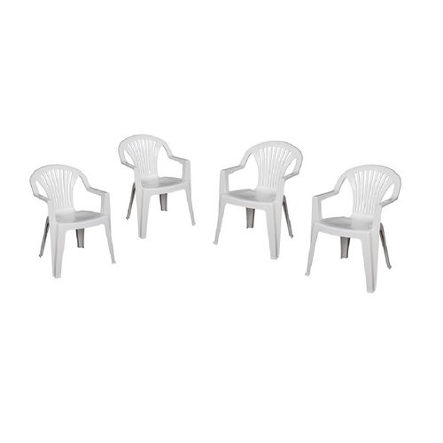 Lot de 4 fauteuils de jardin résine blanc LIDO