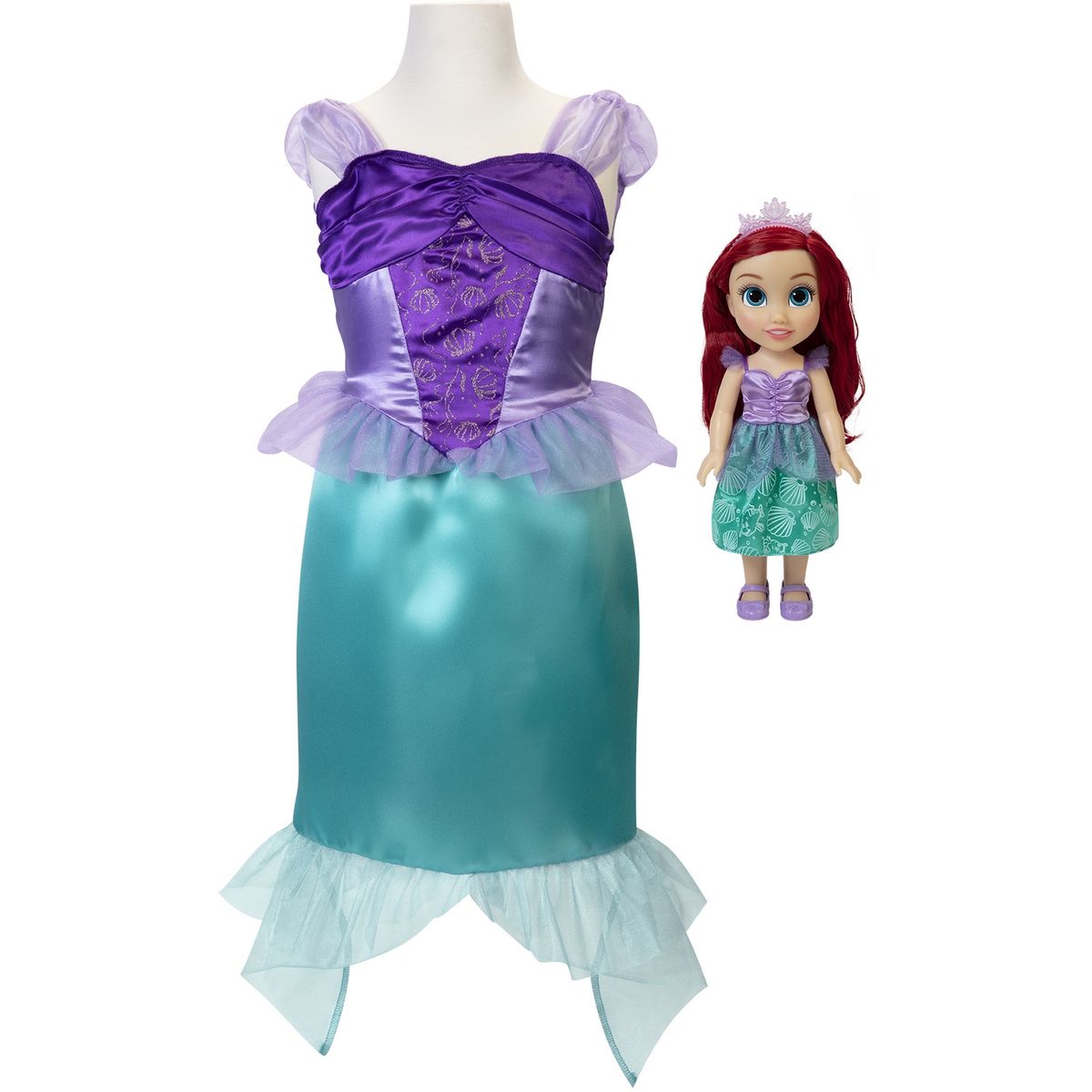 JAKKS PACIFIC Ensemble poupée + robe de déguisement 4 à 6 ans Ariel pas  cher 