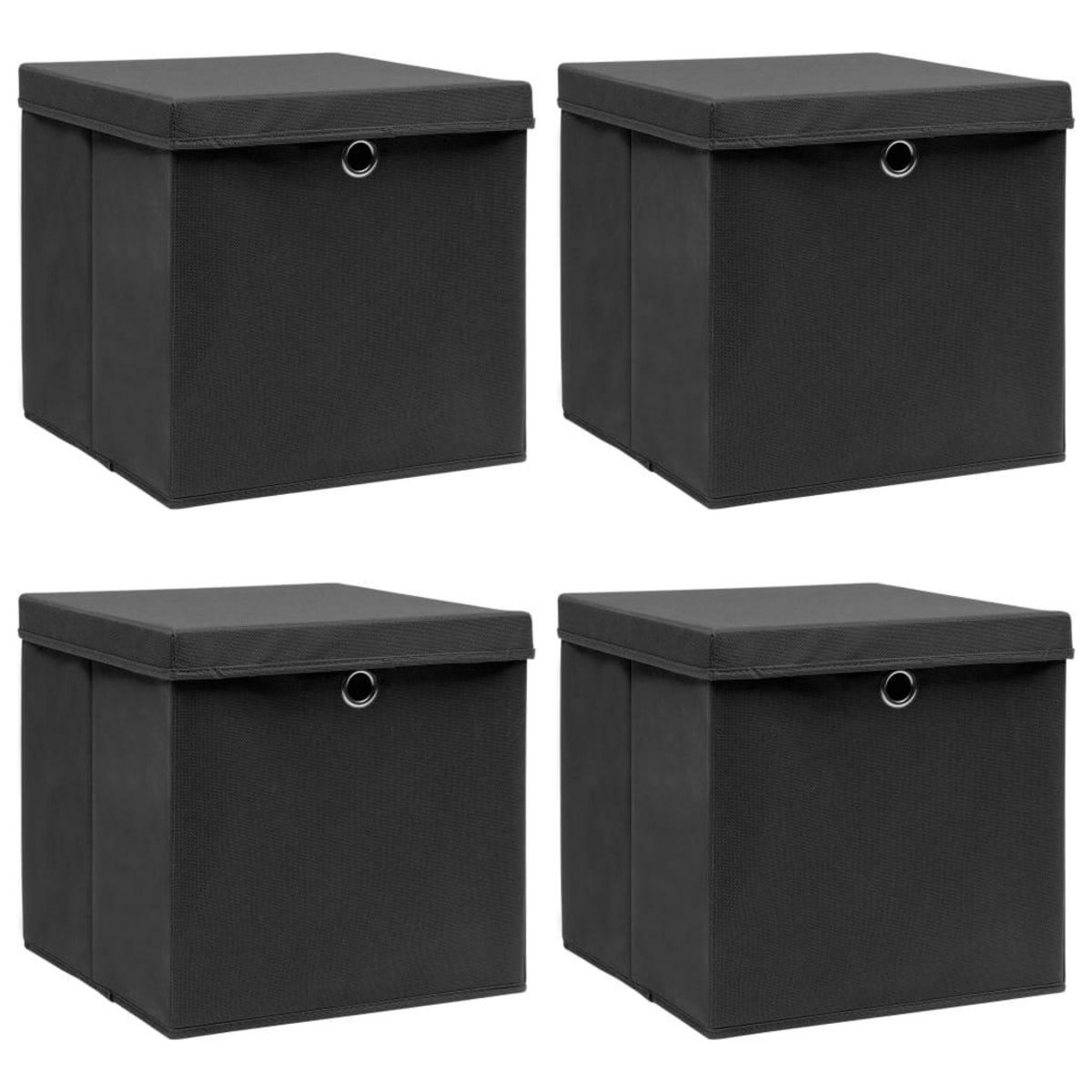 Boite De Rangement Tissu Avec Couvercle VIDAXL Boîtes de rangement avec couvercle 4 pcs Noir 32x32x32 cm Tissu pas  cher - Auchan.fr