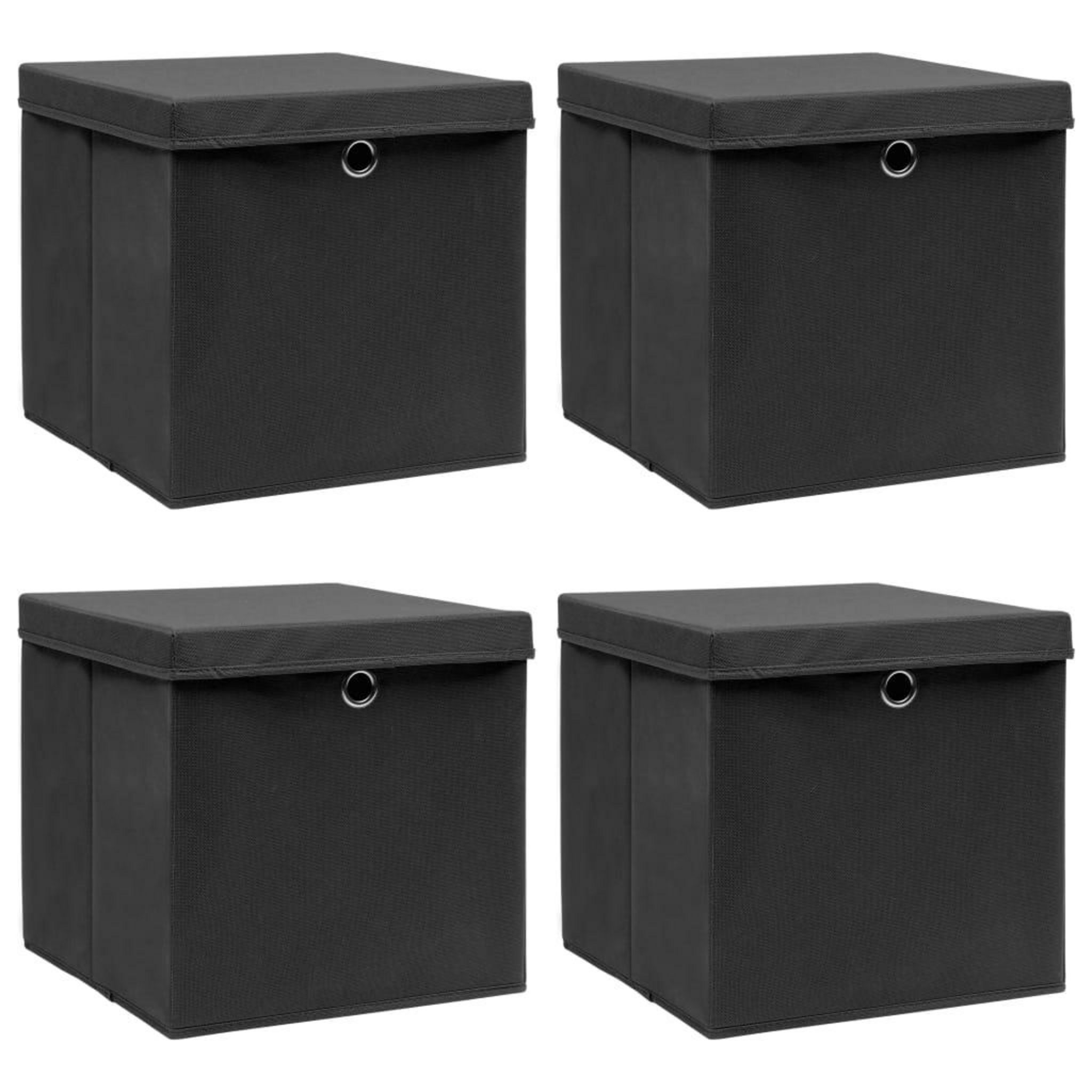 VIDAXL Boîtes de rangement avec couvercle 4 pcs Noir 32x32x32 cm
