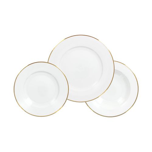 Service vaisselle 18 pièces en porcelaine - Blanc et doré - SERISIA