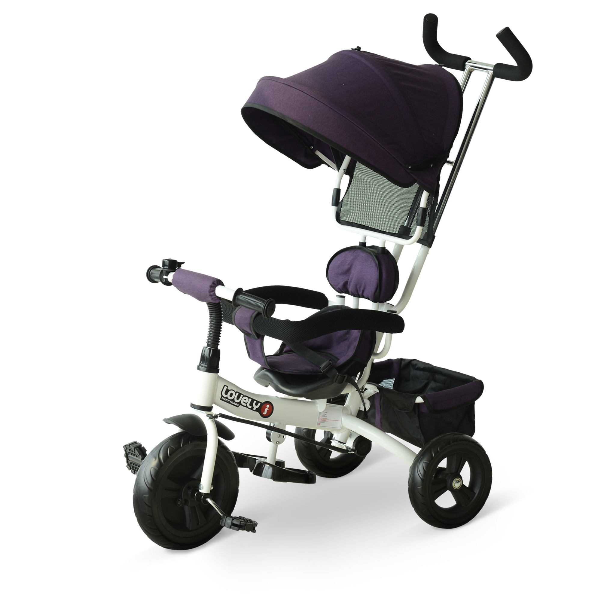 Tricycle évolutif avec canopy et canne télescopique amovible - Rose