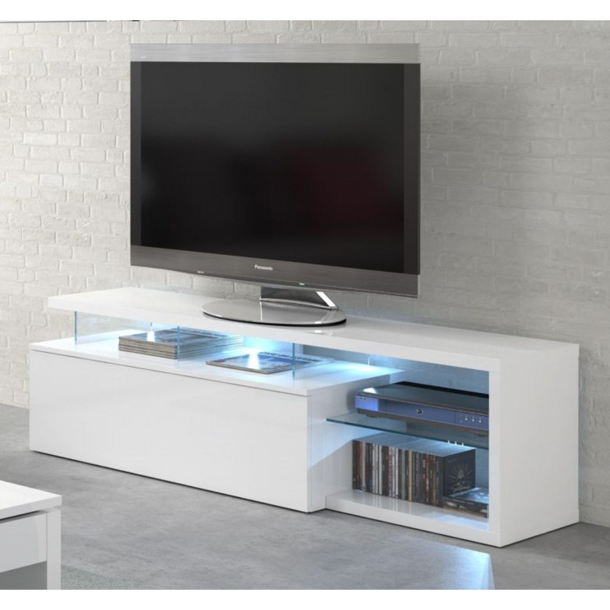 Meuble TV avec éclairage led BLUE L150cm pas cher 