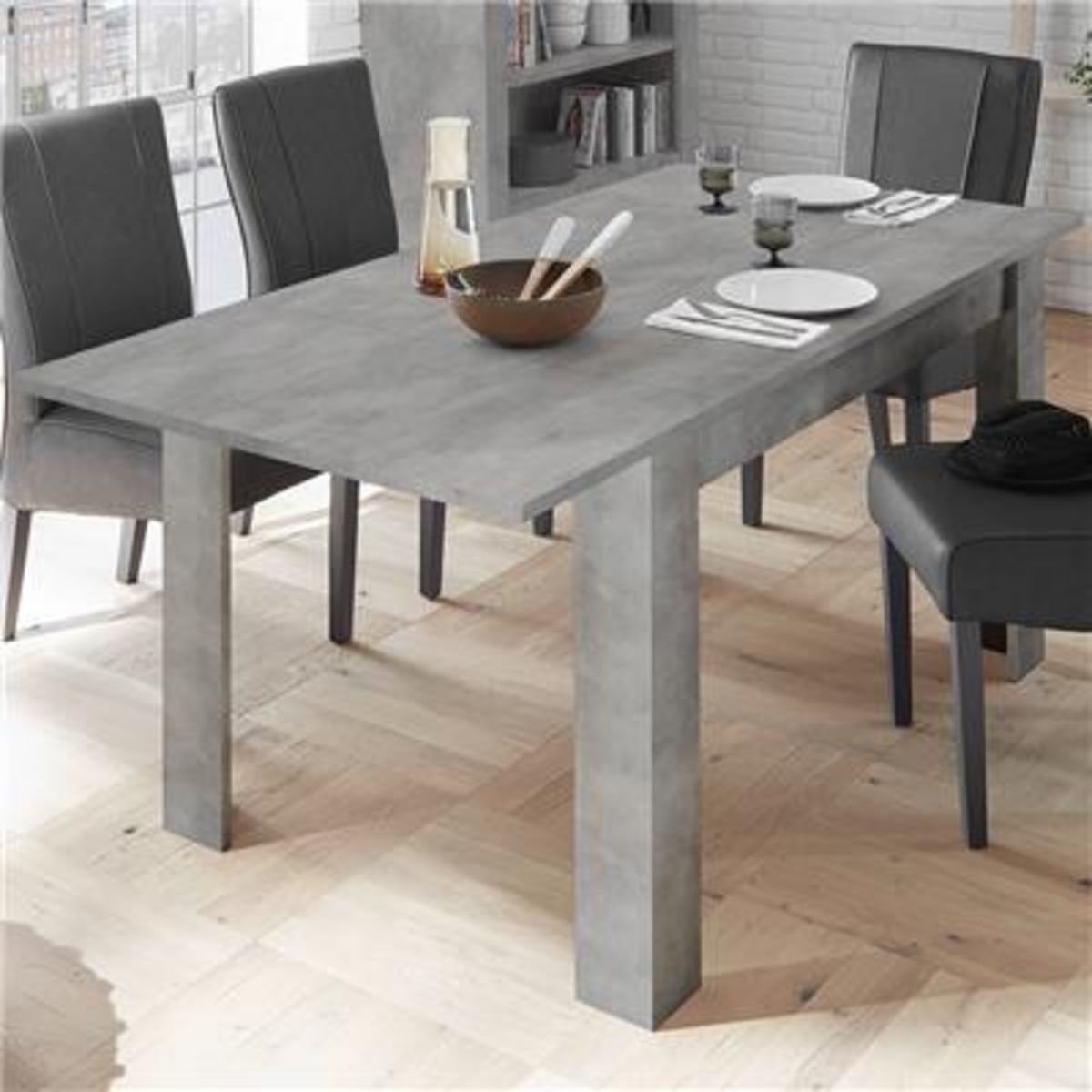 HAPPYMOBILI Table à manger extensible 140 cm grise design SERENA 2