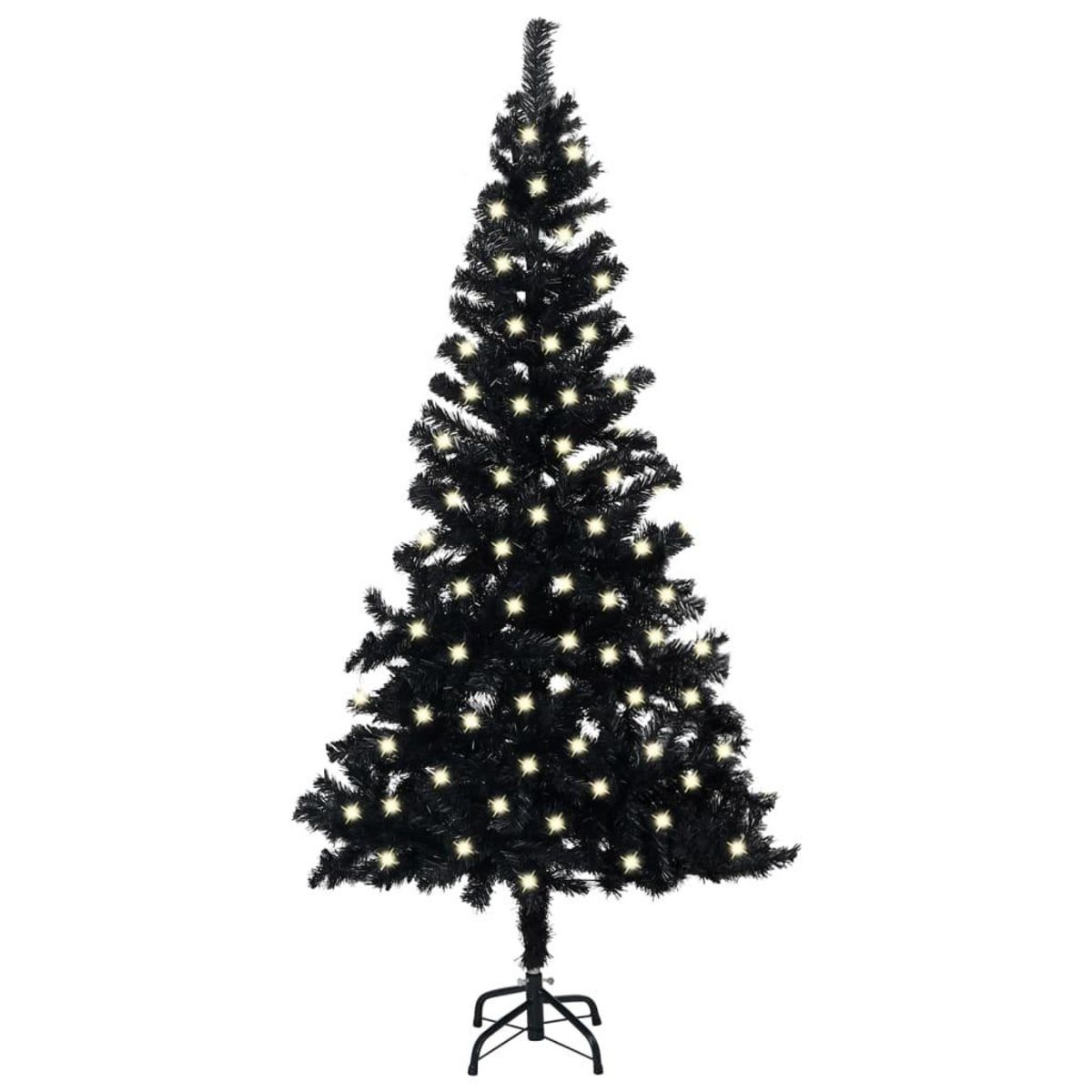 VIDAXL Sapin de Noël artificiel LED et support Noir 120 cm PVC
