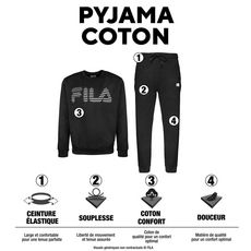 FILA Ensemble pyjama femme en coton intérieur molletoné FPW4100 (Blanc)