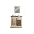 HELLIN Meuble de salle de bain simple vasque et plan en pierre + miroir L90 (ensemble) - VÉRONE