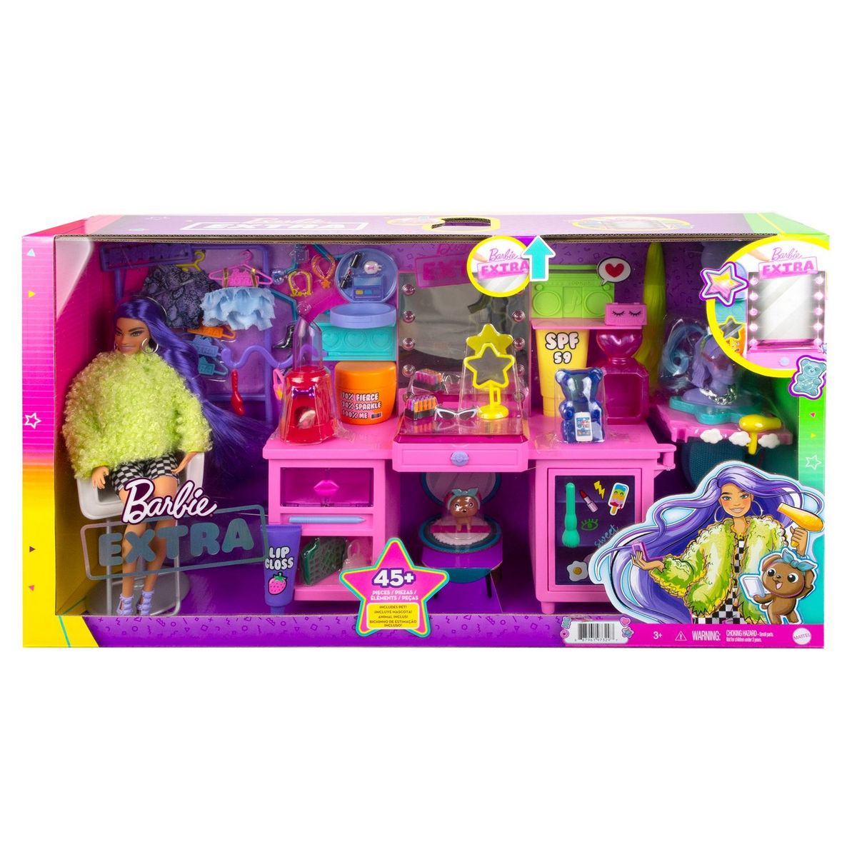 Barbie Extra Coffret Dressing Extra avec 20 éléments de jeu dont 1