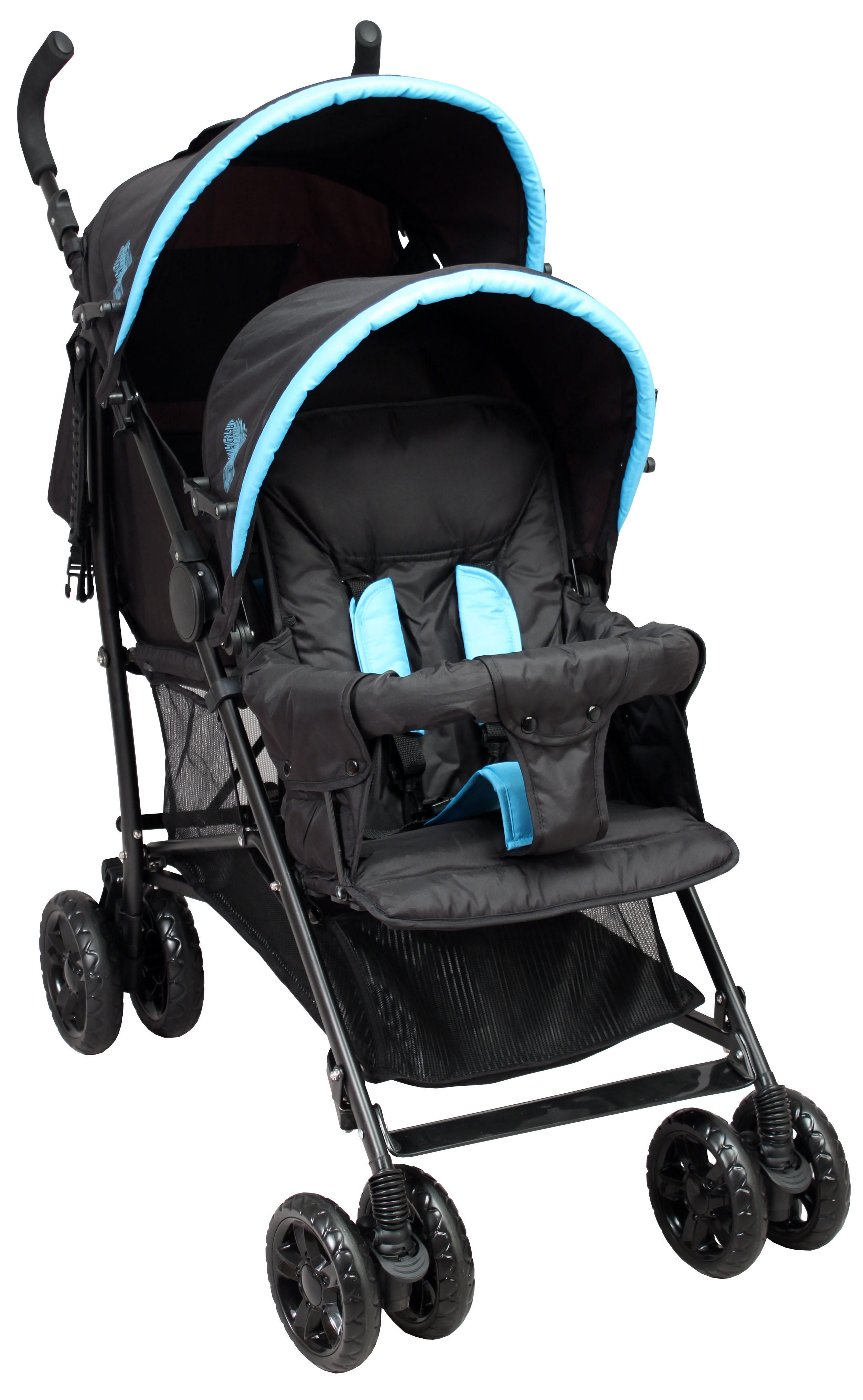 BAMBISOL Poussette canne double Noir bleu turquoise pas cher Auchan