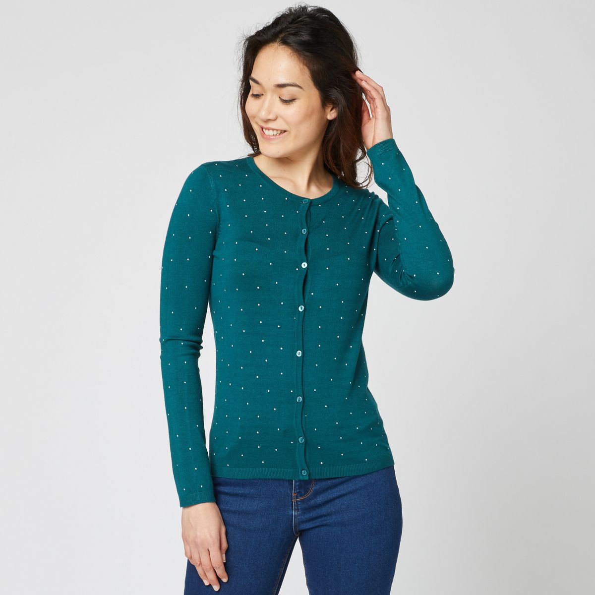 IN EXTENSO Gilet vert col rond femme pas cher Auchan