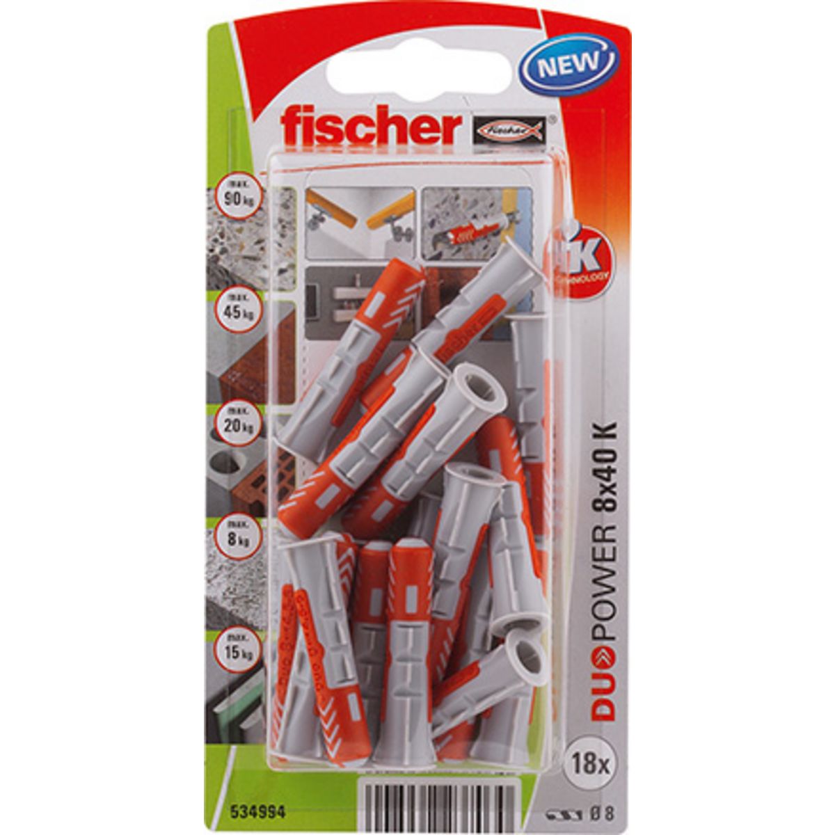 Fischer Chevilles à expansion ou à verrouillage de forme FISCHER, Diam.8 mm x L.40 mm