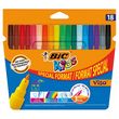BIC Etui de 18 feutres de coloriage pointe fine lavables Kids Visa 