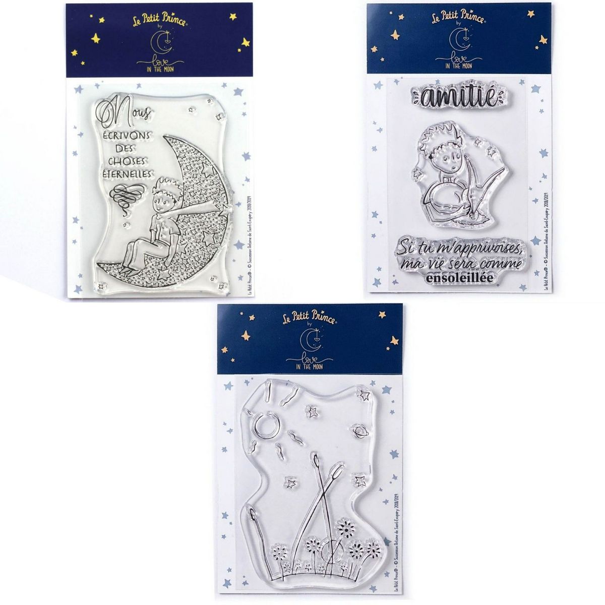 Youdoit 5 Tampons transparents Le Petit Prince et La lune + Renard + Paysage