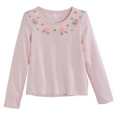 IN EXTENSO T-shirt manches longues rayé fille (Rose corail clair)