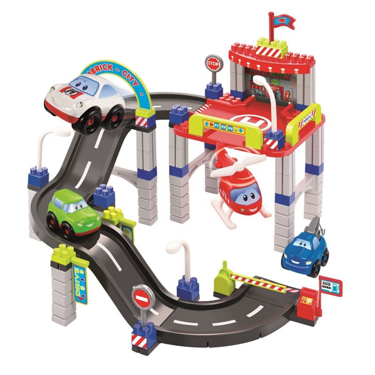 Abrick -pack garage et vehicules, jouets 1er age