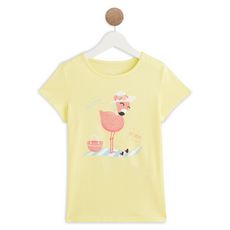 IN EXTENSO T-shirt manches courtes flamant rose fille
