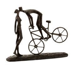 Statuette Déco  Couple sur Vélo  36cm Marron