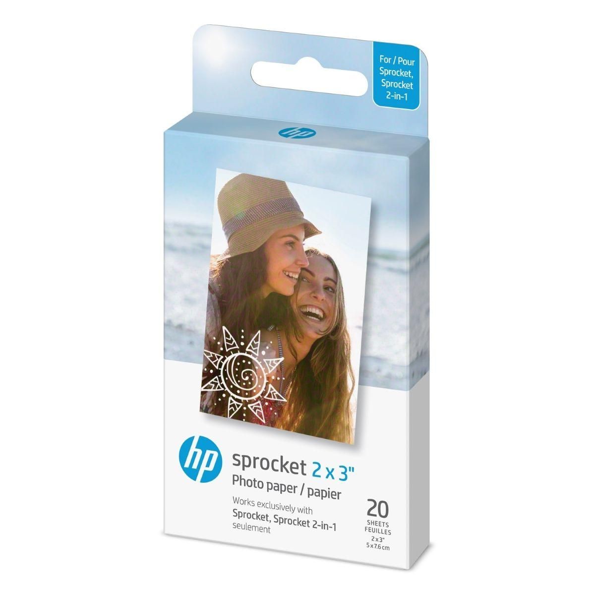 HP Papier photo instantané 20 feuilles ZINK Pack 2x3