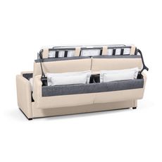 Canapé convertible 140 cm  système couchage express 3 places en tissu Gris clair ALICE  (Beige)