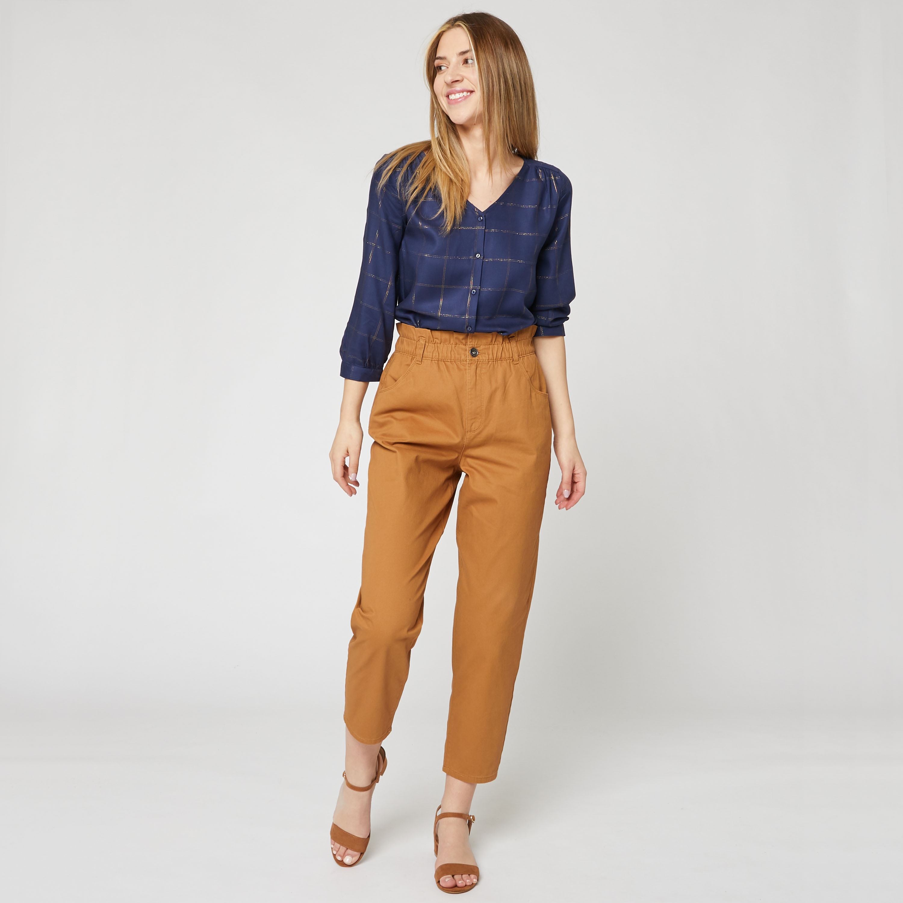 Pantalon taille élastique 2025 femme pas cher