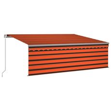 Auvent manuel retractable avec store LED 4x3 m Orange et marron