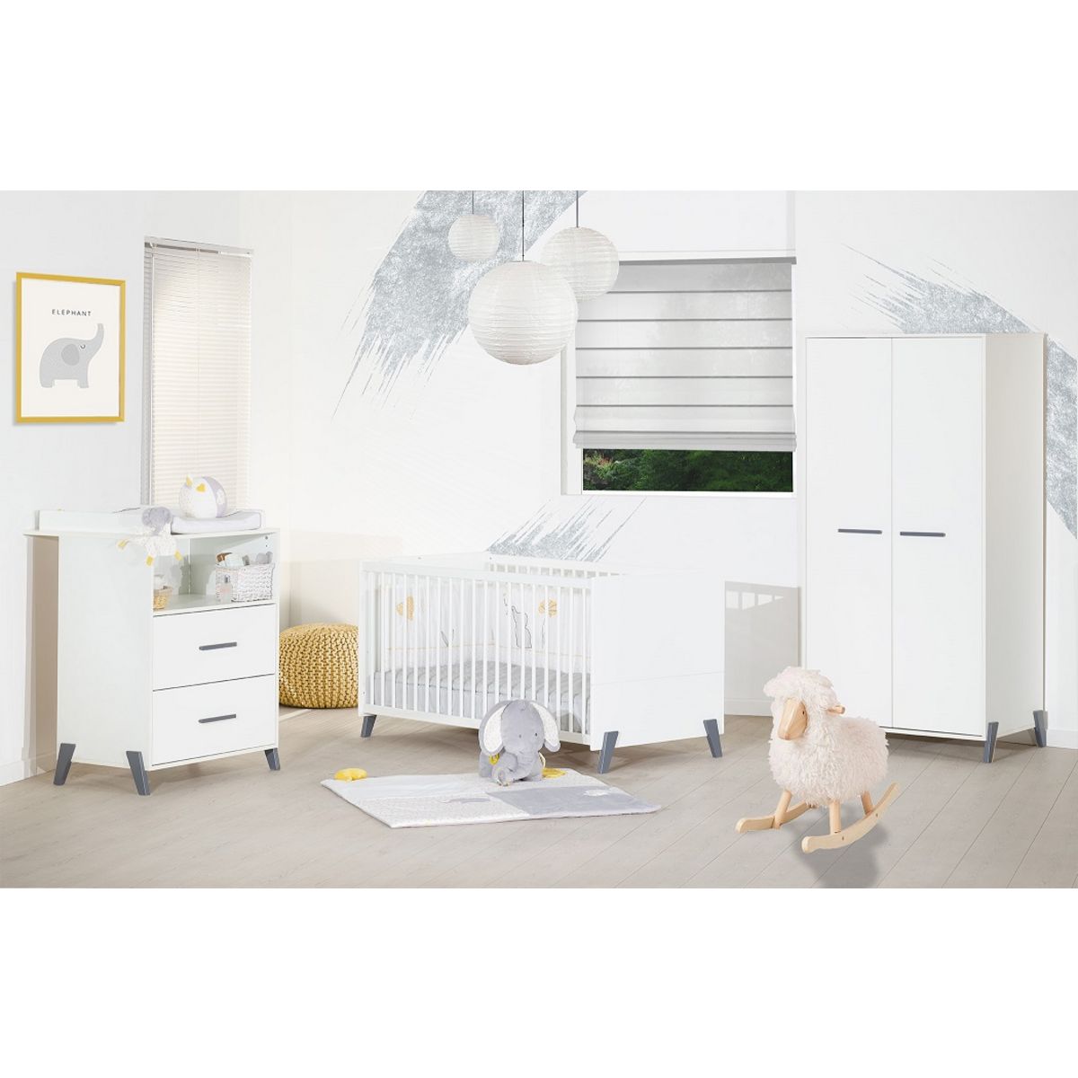 Chambre Bebe Complete Evolutive Joy Coloris Gris Pas Cher A Prix Auchan