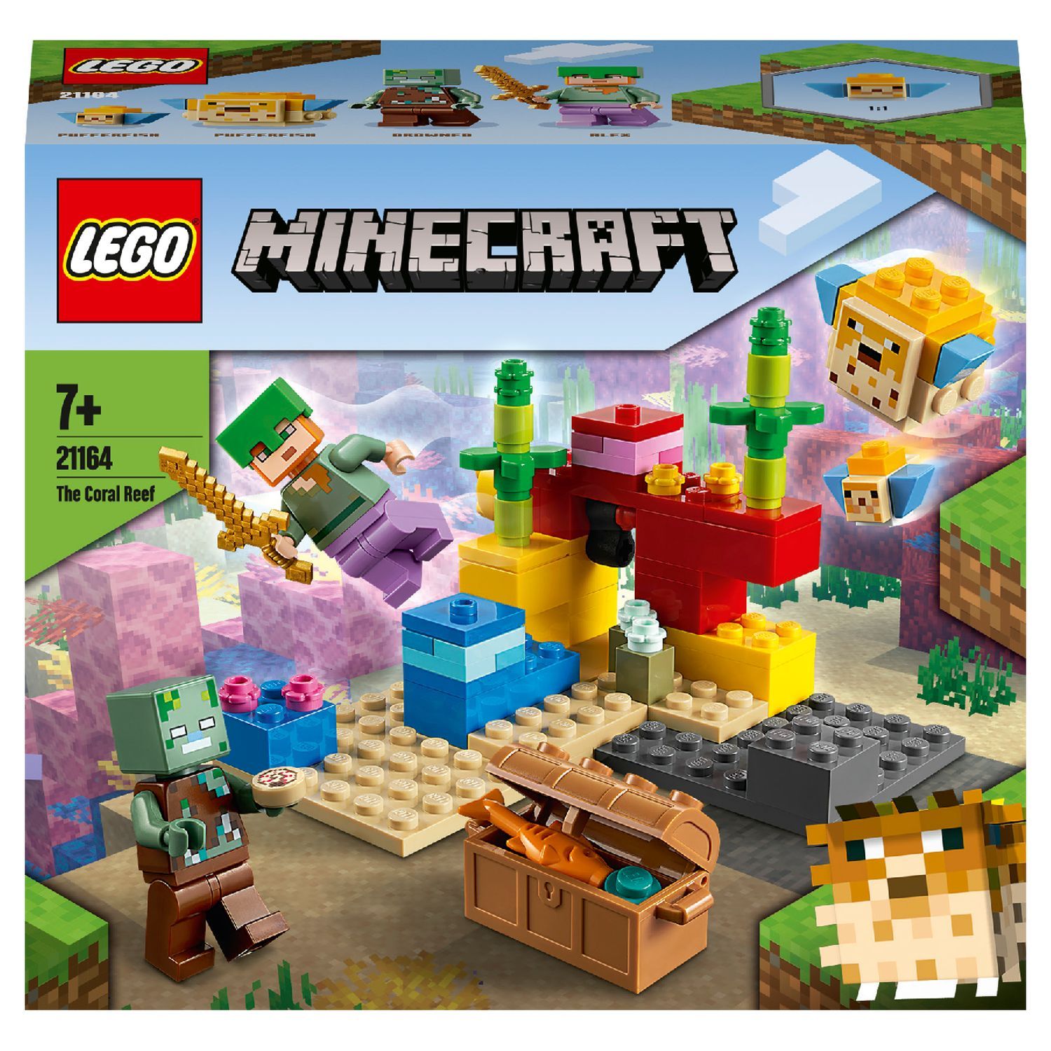 Lego Minecraft n°21177 - L'embuscade du Creeper avec Steve, Bébé Cochon et  Poulet, 7 ans et + –