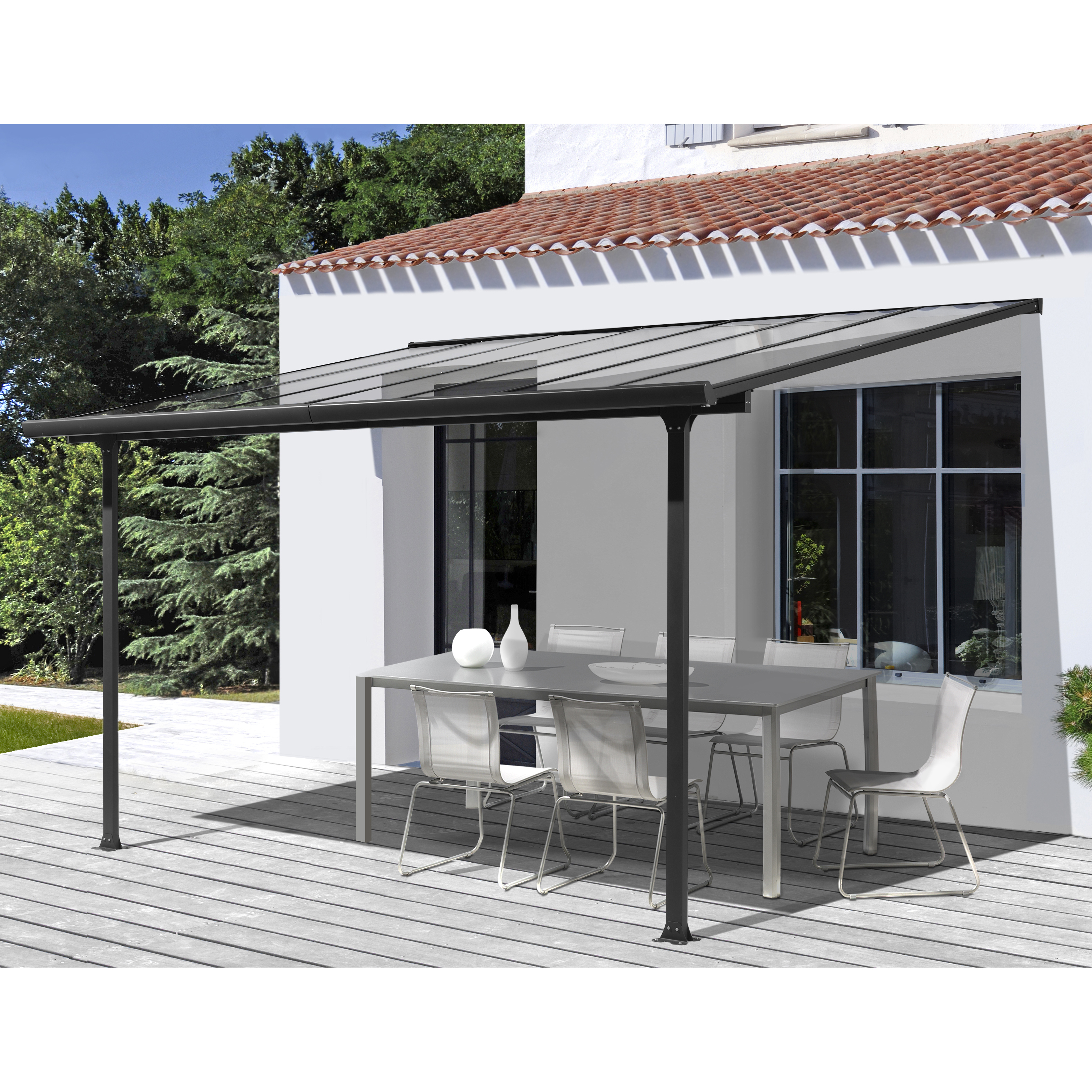 Pergola adossable aluminiun - 9.21m² pas cher 